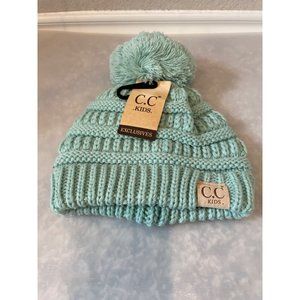 NWT C.C Beanie Mint Kids Solid One Pom Beanie
